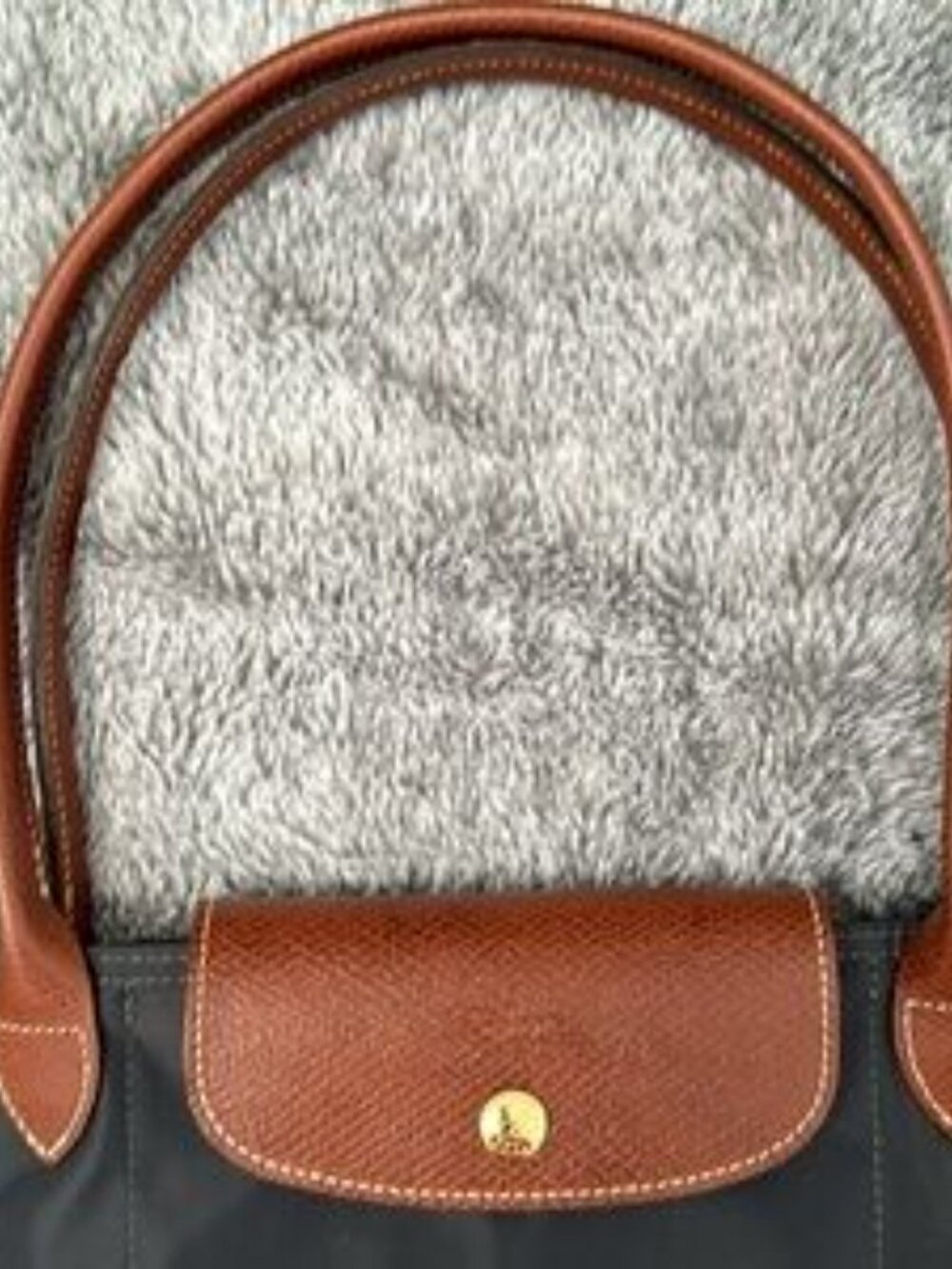 NWT Le Pliage Original Medium Handbag Black Longchamp Canvas Shoulder Tote M - Picture 5 of 7